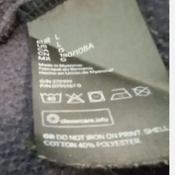 Men's Hoodie Sz L Black Full Zip Sweatshirt Hand Pockets USA Japan Logo - Picture 8 of 11